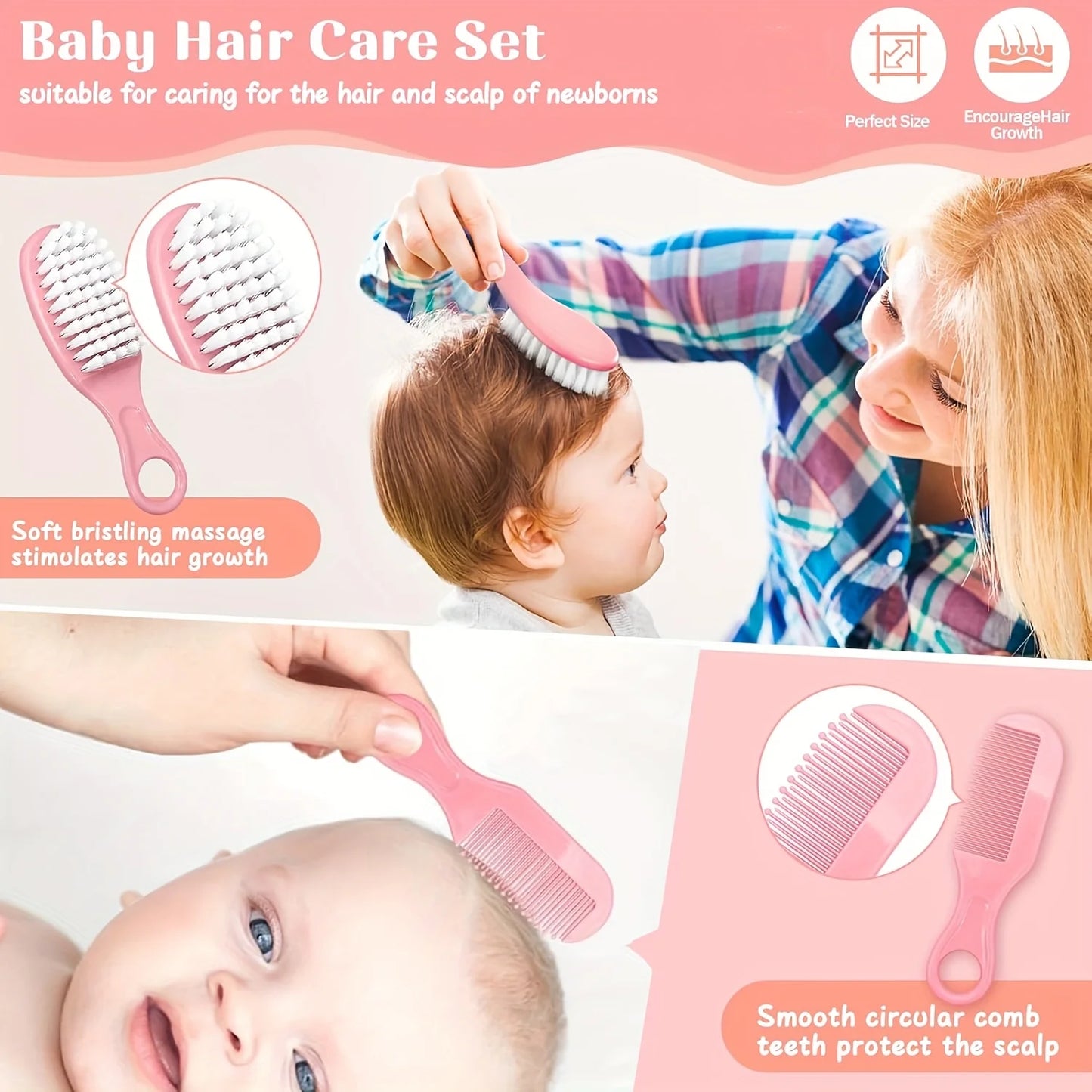 10-Piece Baby Care & Grooming Kit - Hair Thermometer Brush, Nail Trimmer, Teether, Toothbrush & Clipper Essentials