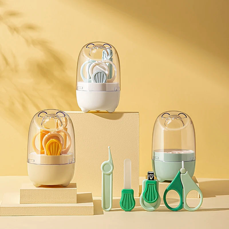 New Baby Grooming Kit, 4-in-1 Baby Nail Care Set with Box: Nail Clipper, Scissor, Nail File&Tweezer, Perfect for Outdoor Travel