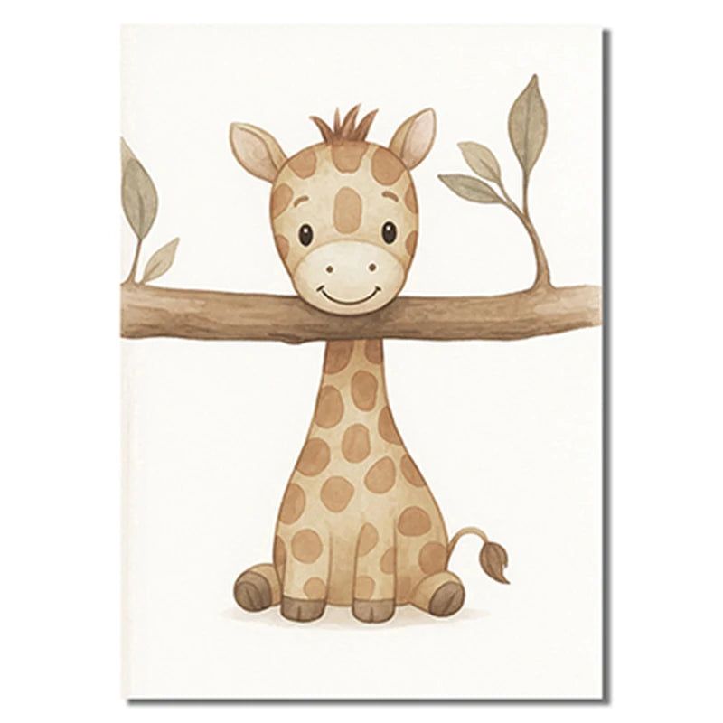 1/3pcs Cute Animal Wall Art Poster Elephant & Giraffe Nursery Prints for Kids Room, Bedroom or Living Room Decor Gift Poster