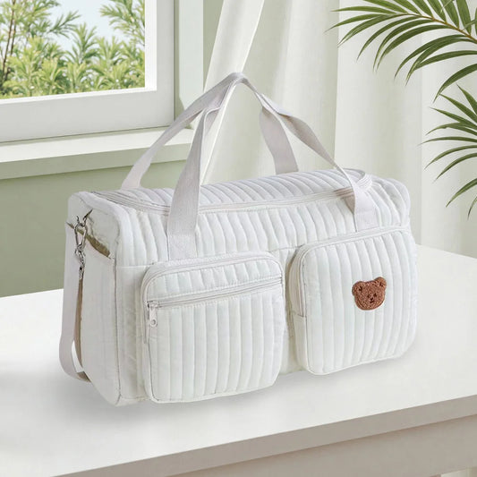 Quilted Baby Diaper Bag Large Capacity Weekender Bag Travel Bag for Hospital and Weekender Travel