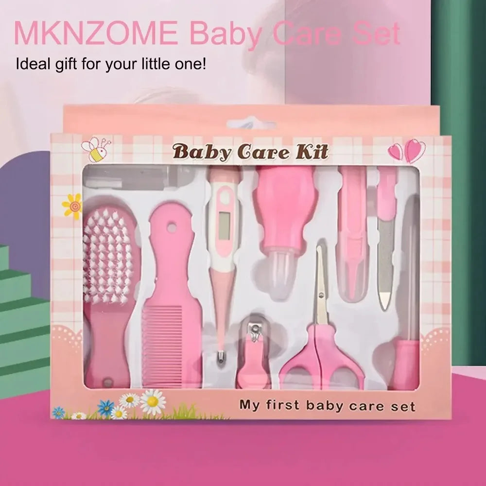 Baby Grooming Kit Essentials 10PCS Set, Nail Clipper Brush Teether Nasal Aspirator Safe Tools for Newborn Toddler Gift