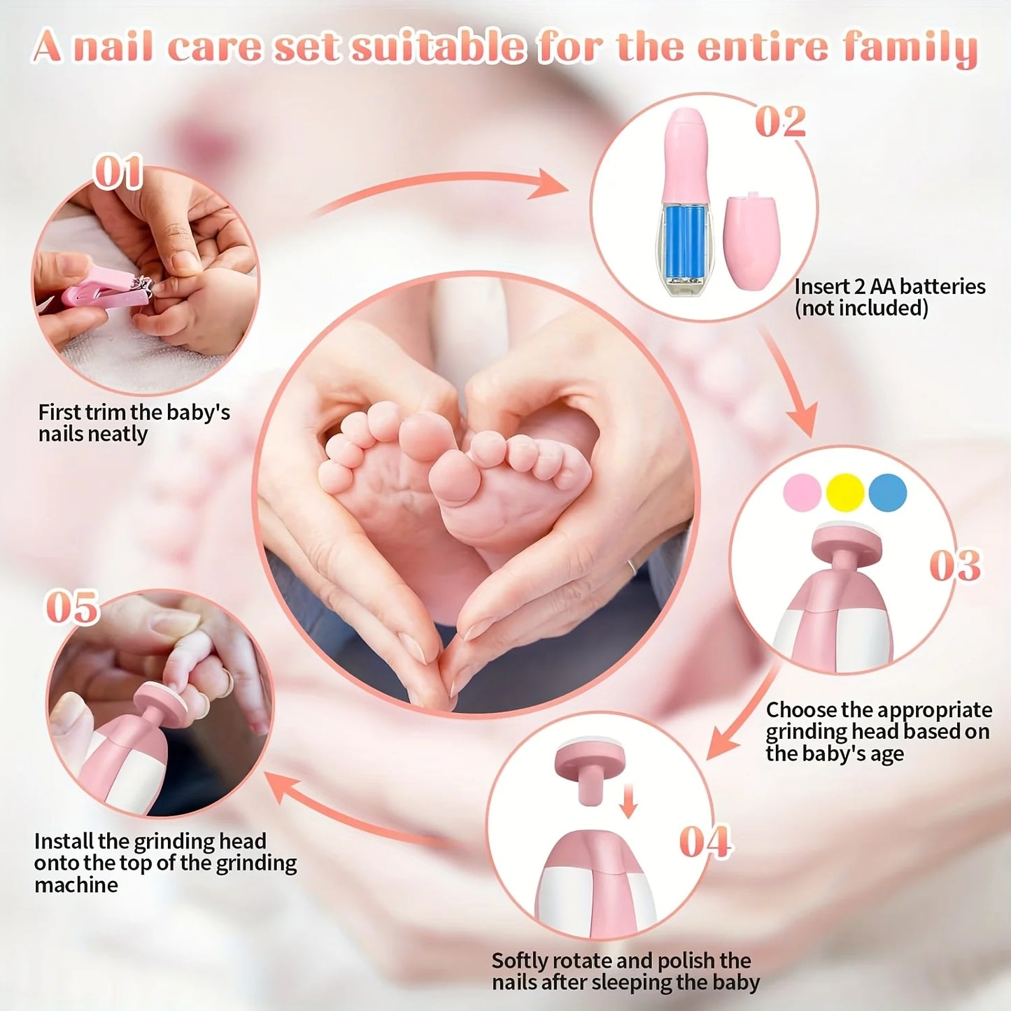 10-Piece Baby Care & Grooming Kit - Hair Thermometer Brush, Nail Trimmer, Teether, Toothbrush & Clipper Essentials