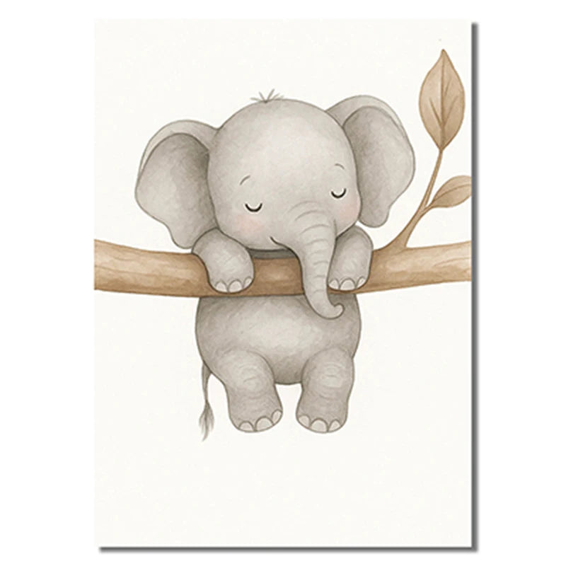 1/3pcs Cute Animal Wall Art Poster Elephant & Giraffe Nursery Prints for Kids Room, Bedroom or Living Room Decor Gift Poster