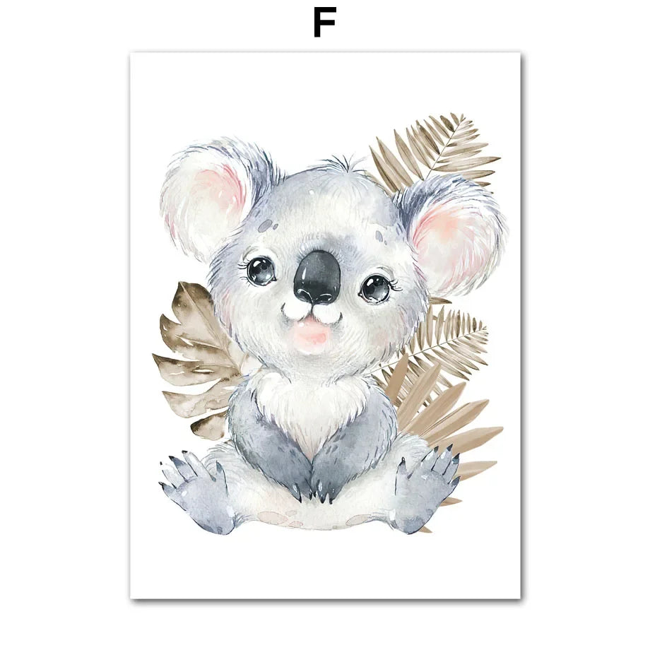Custom Name Posters Jungle Animal Lion Elephant Giraffe Zebra Nursery Wall Art Prints Canvas Painting Pictures Kids Room Decor