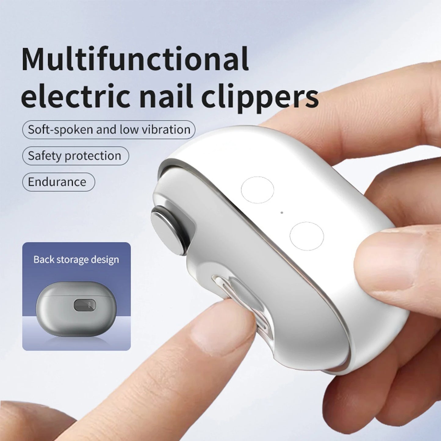 Automatic Nail Polisher Type-C Charging Electric Nail Trimmer with Light Safety Nail Clipper for Children Adult Senior