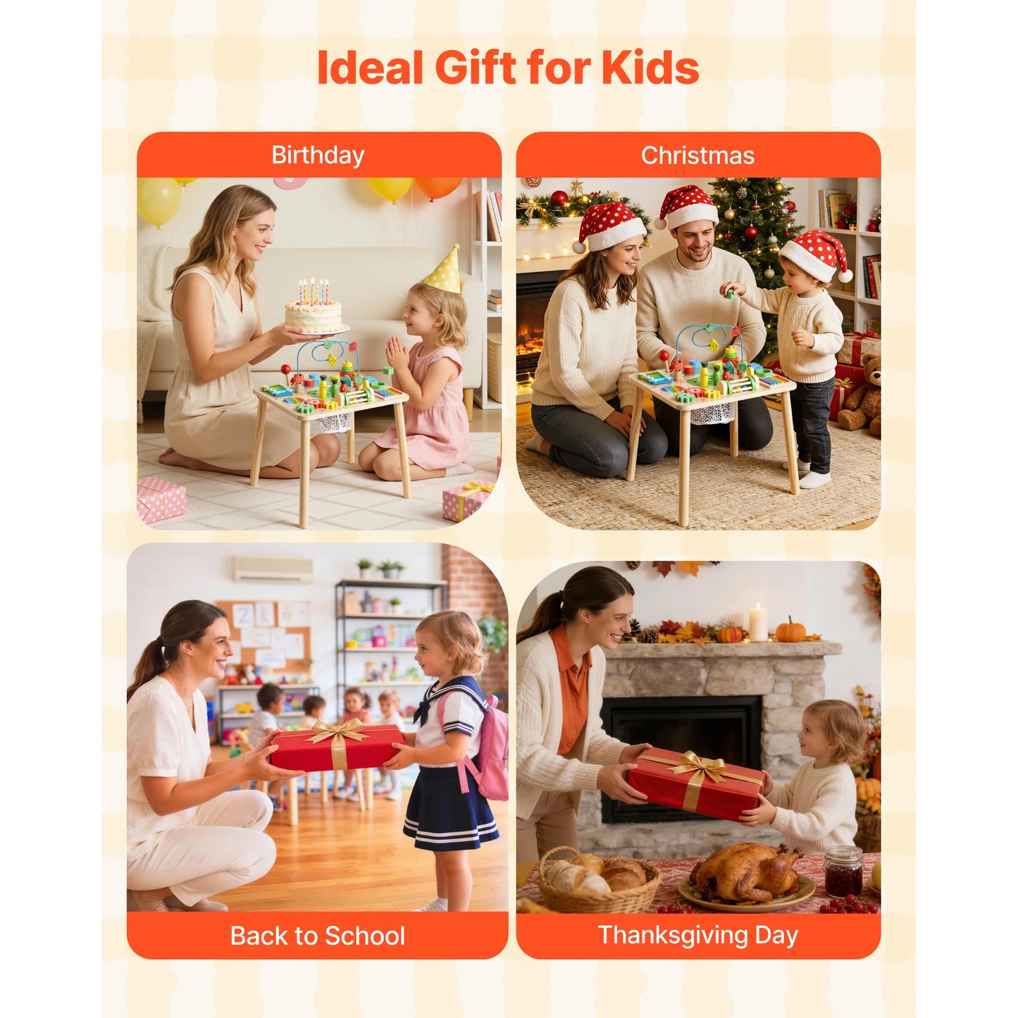 SucceBuy 13 in 1 Montessori Activity Table for Toddler 1-3 Years Old Aged 6+ Months Birthday Christmas Children's Day Present
