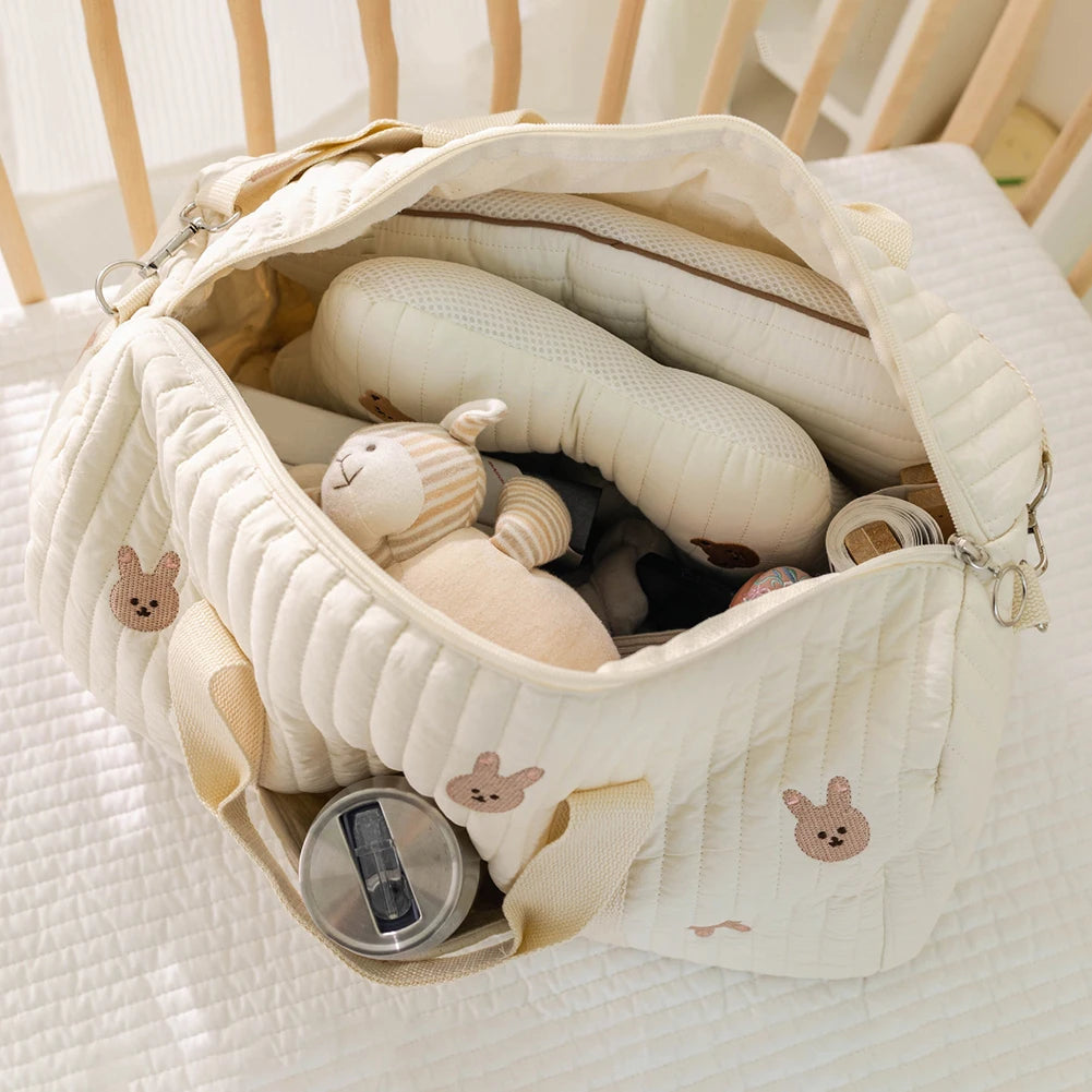 Nappy Organizer Cute Cartoon Baby Diaper Bag Embroidered Messenger Bag Mom Bag Storage Bag Luggage Tote Bag for Travel