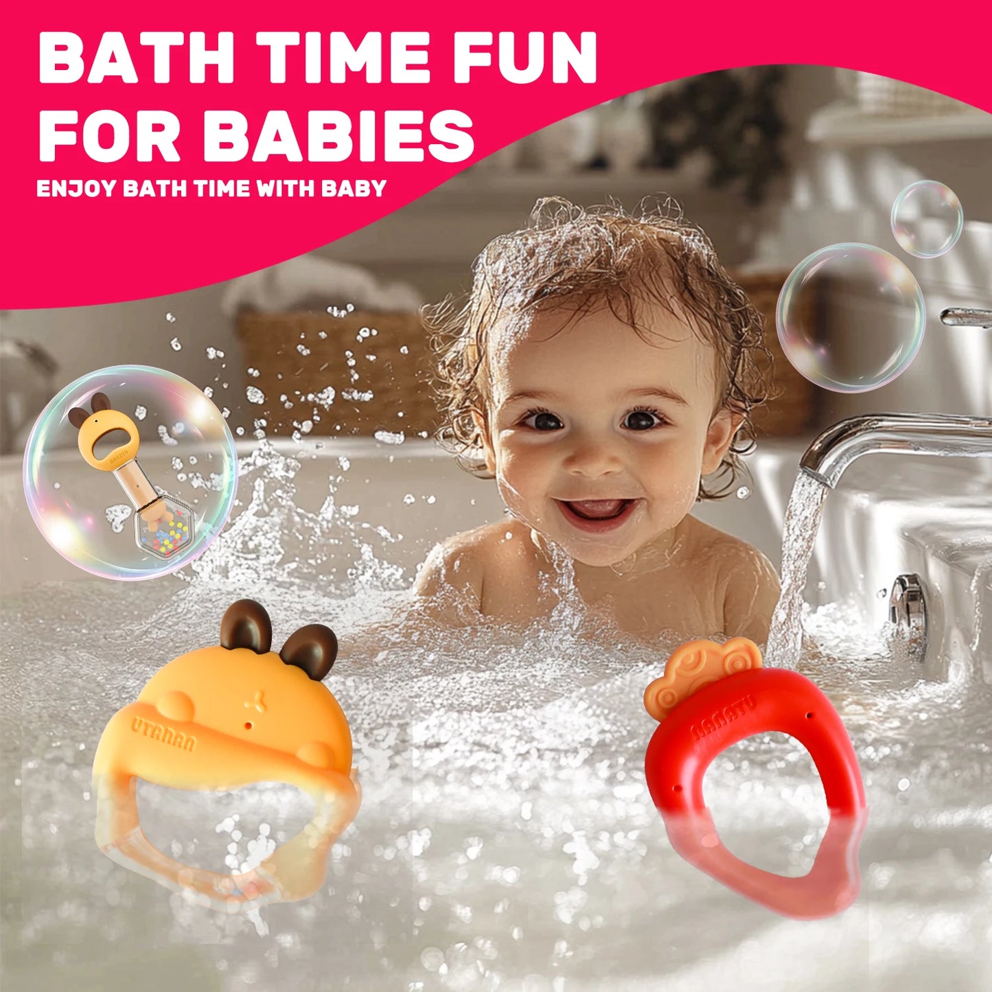 8-Pack Baby Rattle Toys with Storage Box, 0+ Months Infant Rattles Set, Bright Colors & Fun Shapes,  Durable Baby Shower Gift