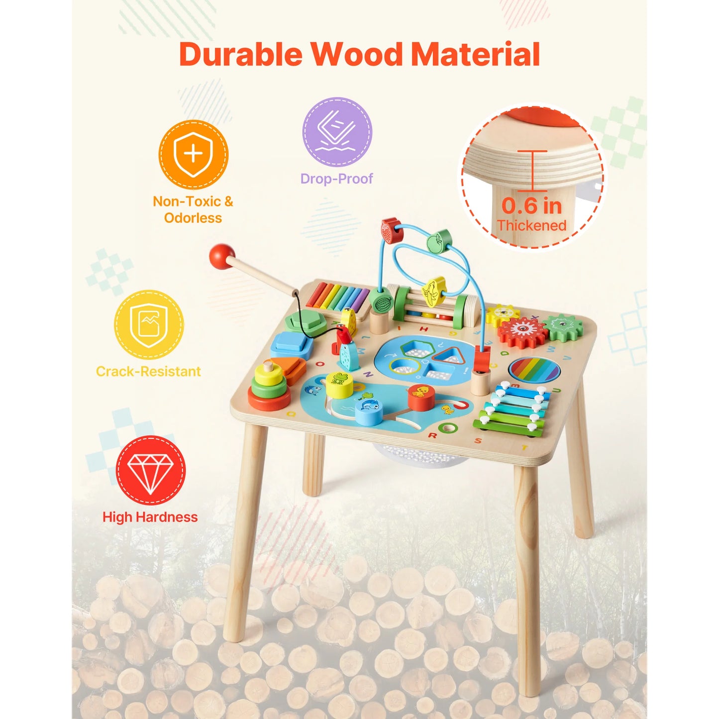 SucceBuy 13 in 1 Montessori Activity Table for Toddler 1-3 Years Old Aged 6+ Months Birthday Christmas Children's Day Present