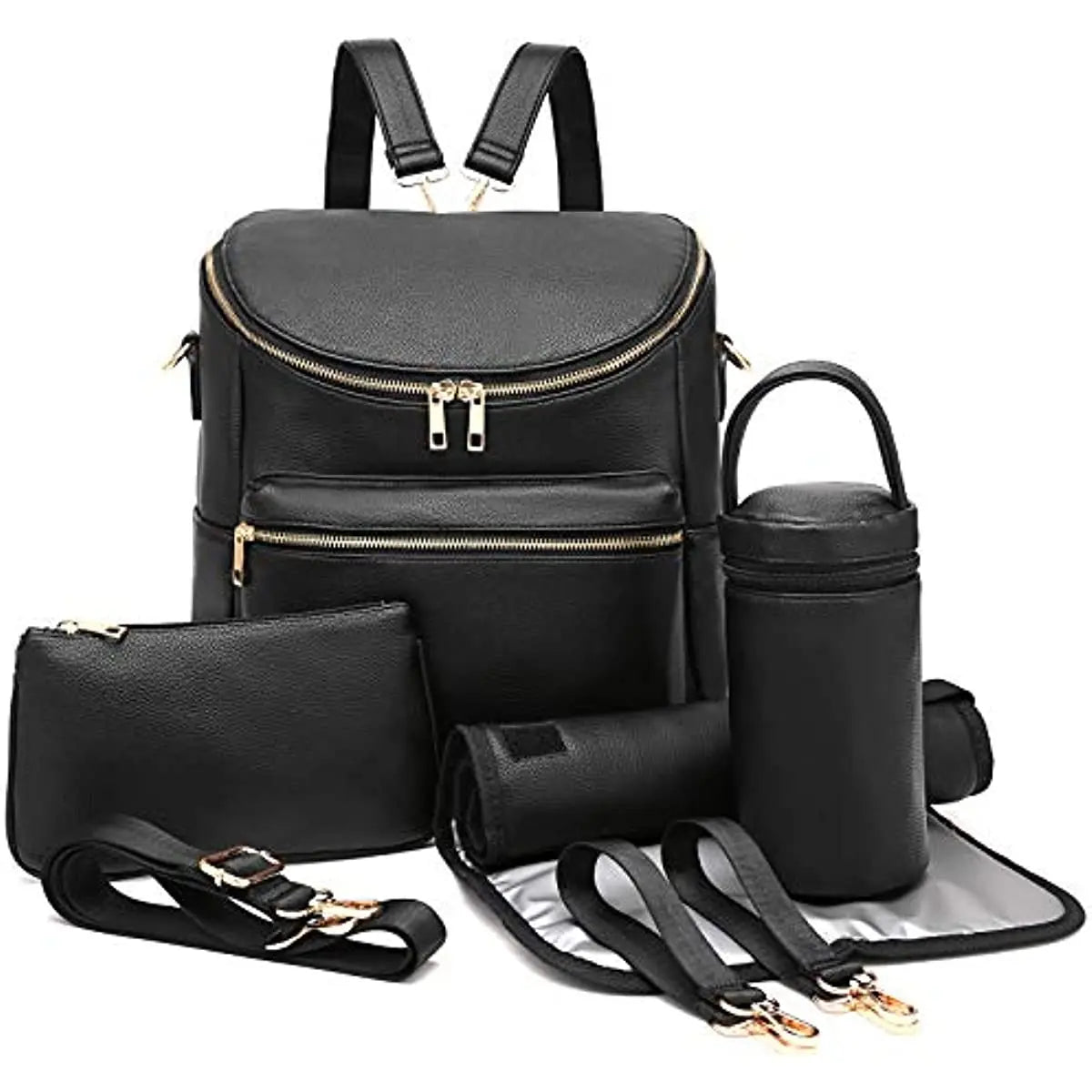 2022 New Fashion Mommy Bag Pu Leather Diaper Backpack Bag with Changing Pad Baby Organizer Baby Nappy Bag Mummy Daddy Backpack