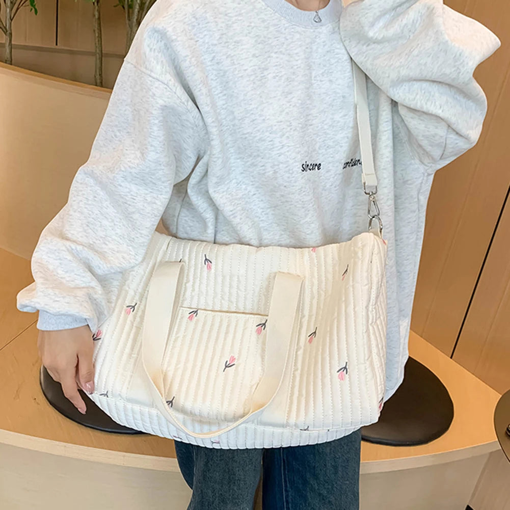 Nappy Organizer Cute Cartoon Baby Diaper Bag Embroidered Messenger Bag Mom Bag Storage Bag Luggage Tote Bag for Travel
