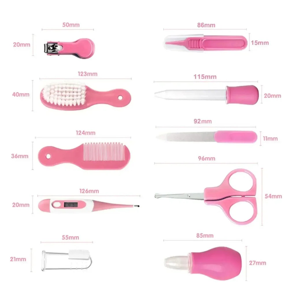 Baby Grooming Kit Essentials 10PCS Set, Nail Clipper Brush Teether Nasal Aspirator Safe Tools for Newborn Toddler Gift