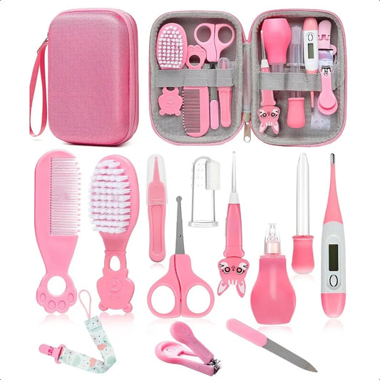 Baby Healthcare and Grooming Kit Safety Newborn Nursery Baby Care Kit with Hair Brush Comb Nail Clipper Thermometer Pacifier Cl