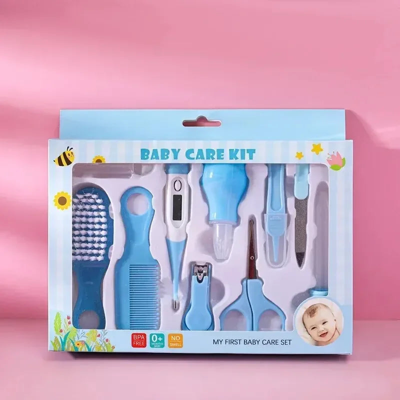 Baby Grooming Kit Essentials 10PCS Set, Nail Clipper Brush Teether Nasal Aspirator Safe Tools for Newborn Toddler Gift