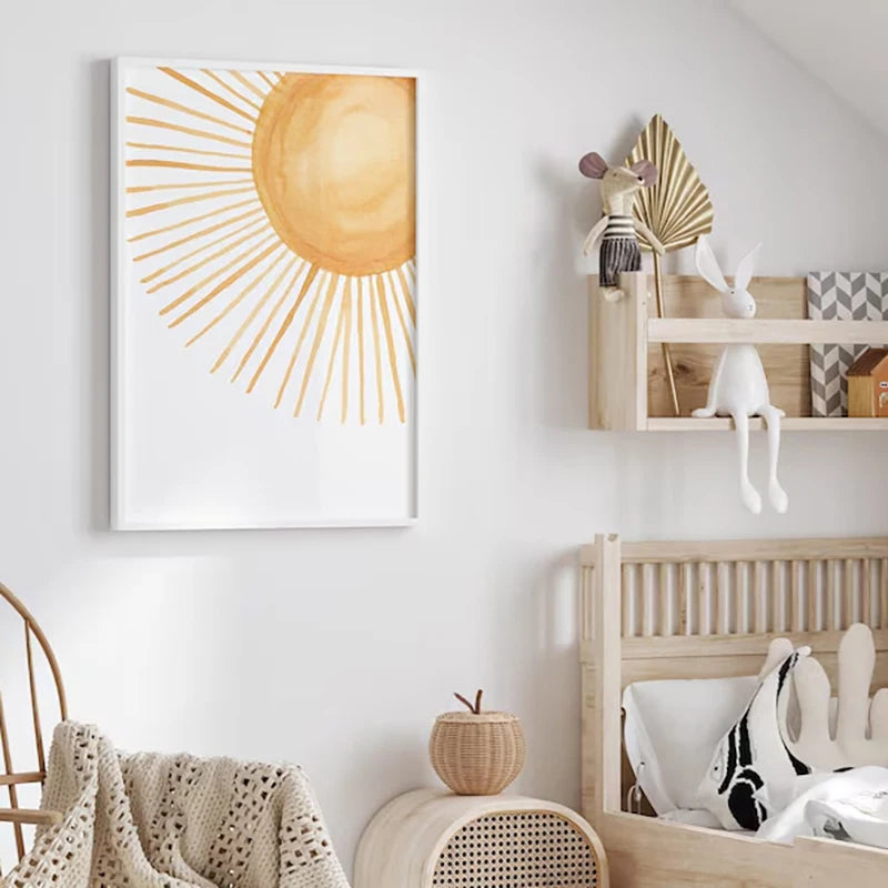 Boho Rainbow Sunshine Posters Set of 3 Nursery Prints Boy Girl Nursery Wall Art Poster Children's Room Nursery Wall Decoration