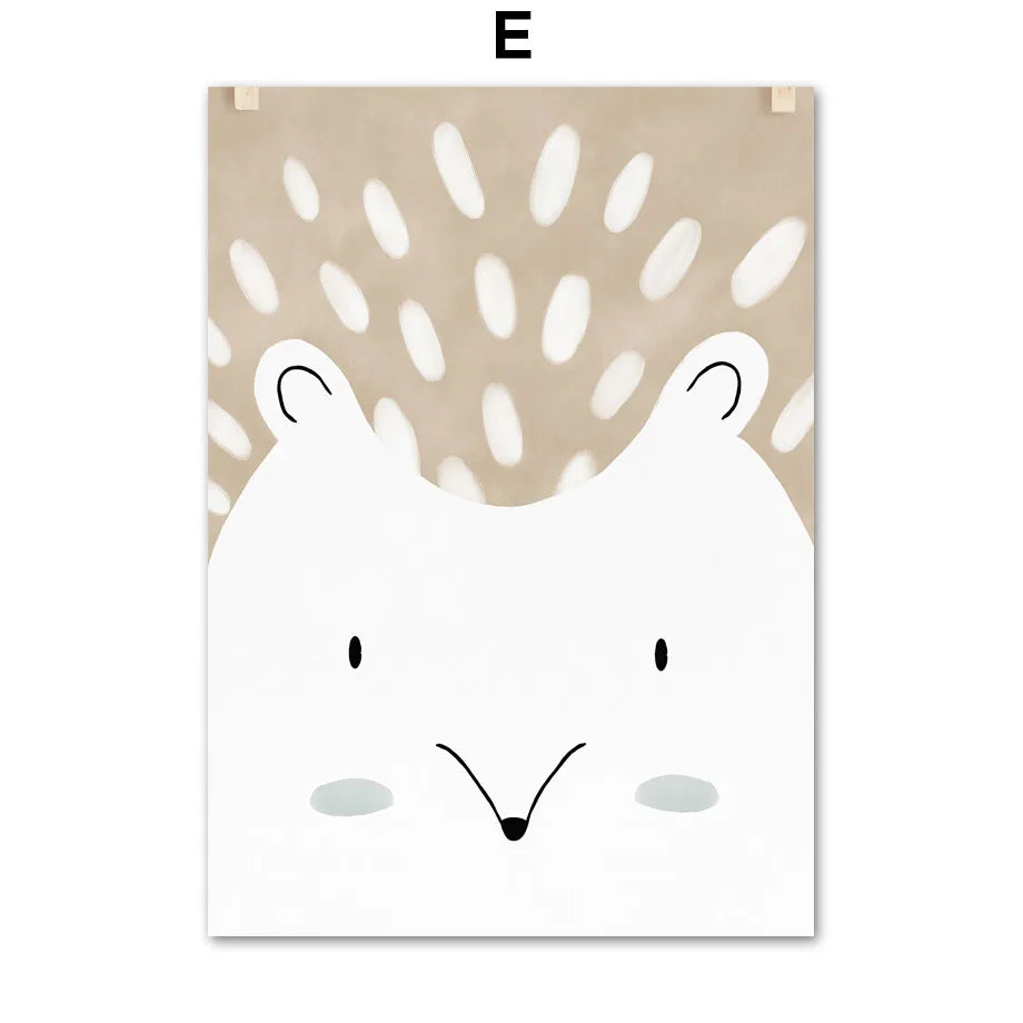 Deer Fox Rabbit Bear Hedgehog Woodland Nursery Wall Art Print Canvas Painting Nordic Poster Wall Pictures Baby Kids Room Decor