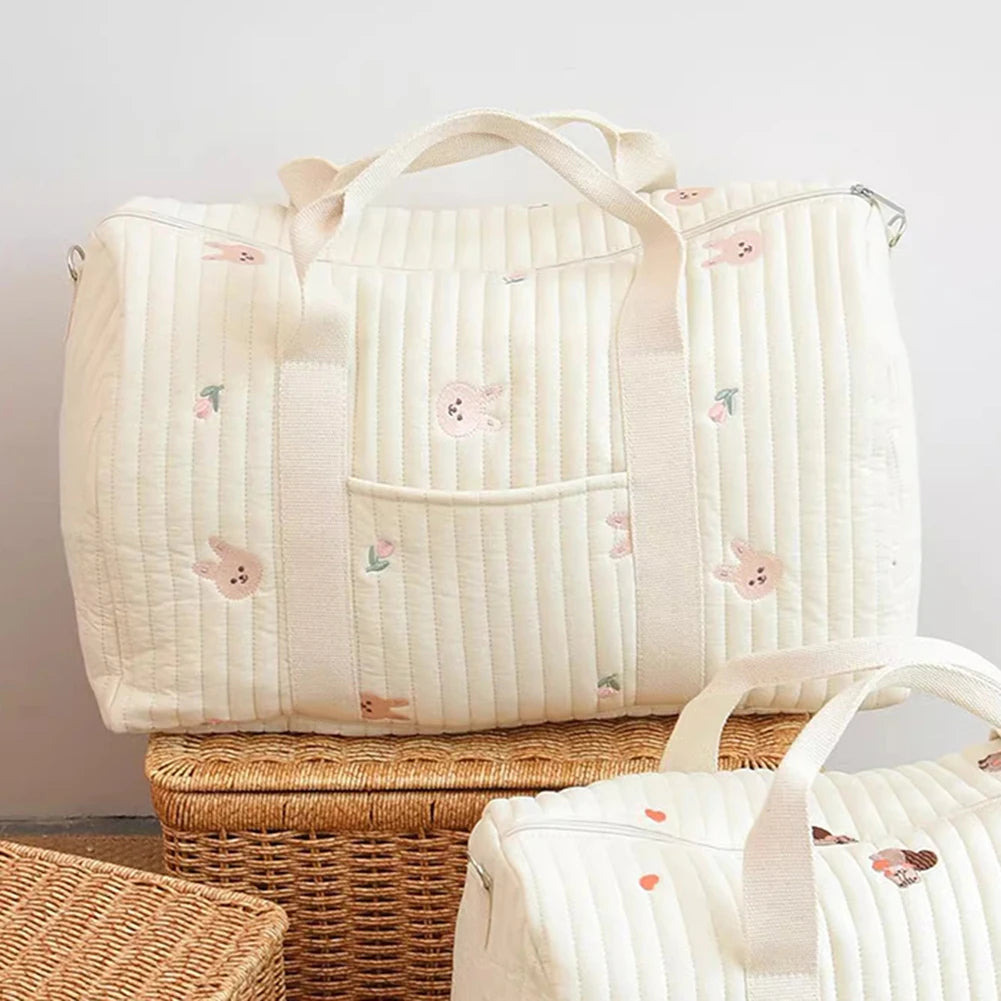 Nappy Organizer Cute Cartoon Baby Diaper Bag Embroidered Messenger Bag Mom Bag Storage Bag Luggage Tote Bag for Travel