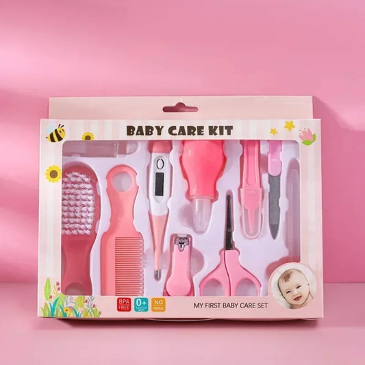 Baby Grooming Kit Essentials 10PCS Set, Nail Clipper Brush Teether Nasal Aspirator Safe Tools for Newborn Toddler Gift