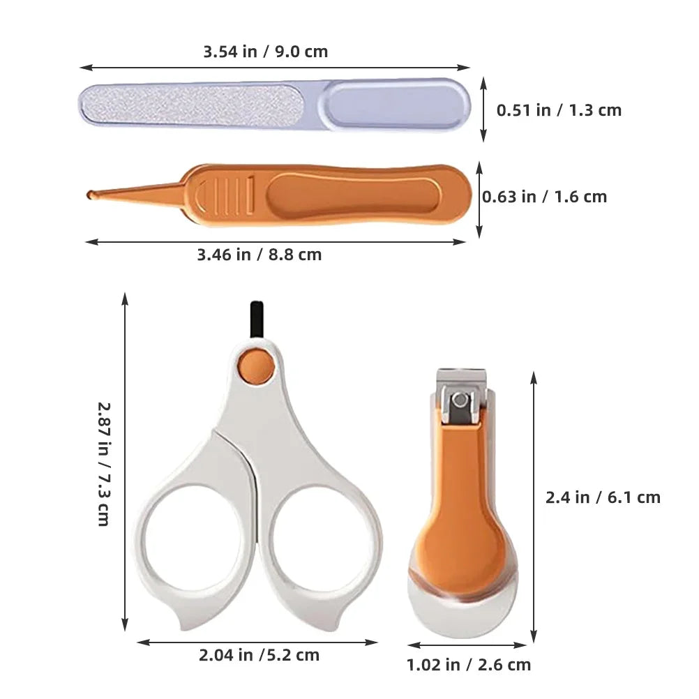 4Pcs Baby Nail Clippers Ergonomic Non Slip Handle Nail Cutting Kit Portable Baby Grooming Essentials for Newborns Toddlers Kids