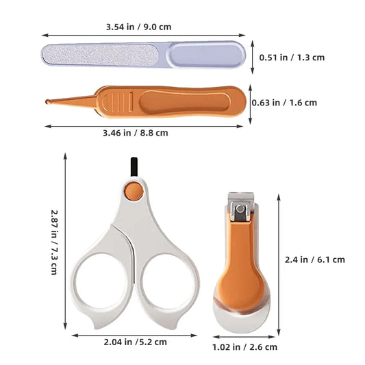 4Pcs Baby Nail Clippers Ergonomic Non Slip Handle Nail Cutting Kit Portable Baby Grooming Essentials for Newborns Toddlers Kids
