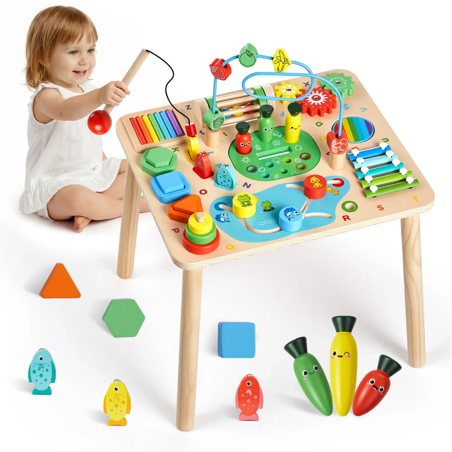 SucceBuy 13 in 1 Montessori Activity Table for Toddler 1-3 Years Old Aged 6+ Months Birthday Christmas Children's Day Present